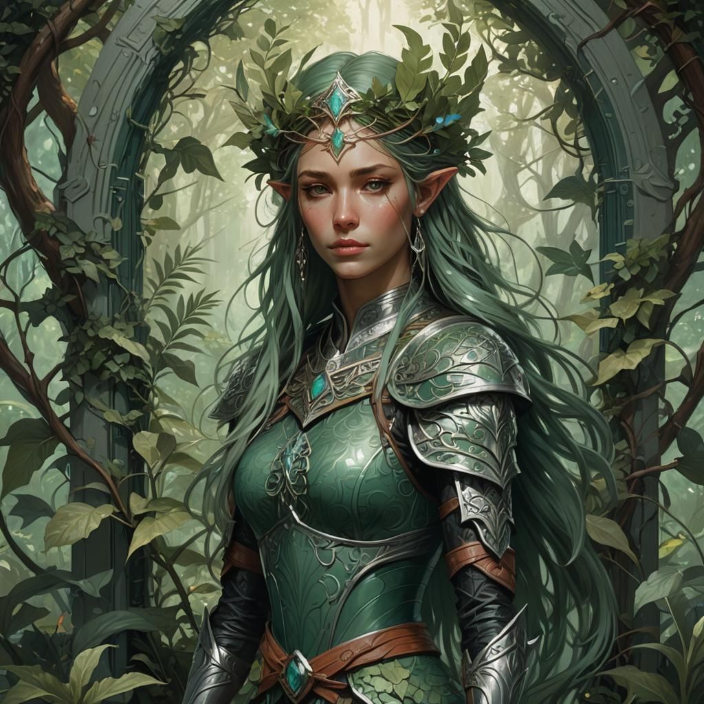 Elven Healer in Forest, Dark Fantasy Art