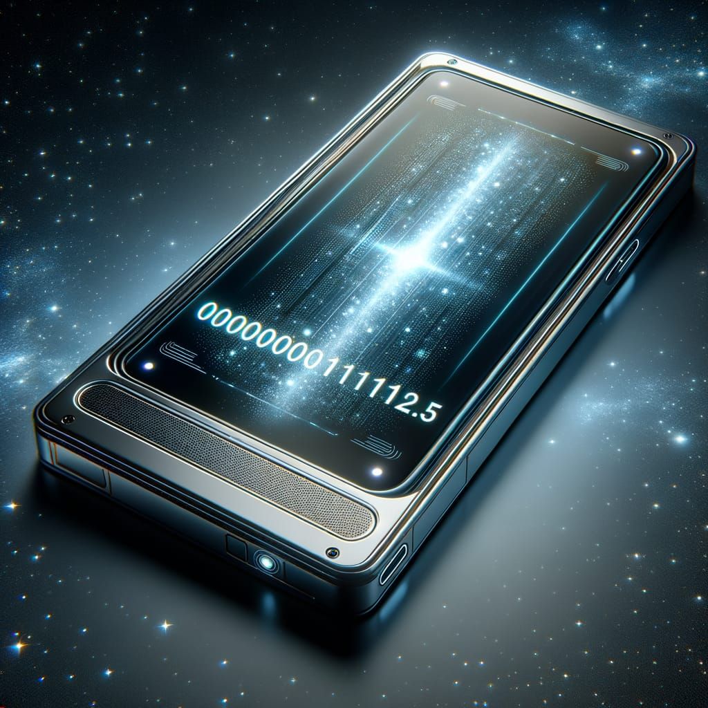 Futuristic Space Smartphone with Binary Code Display