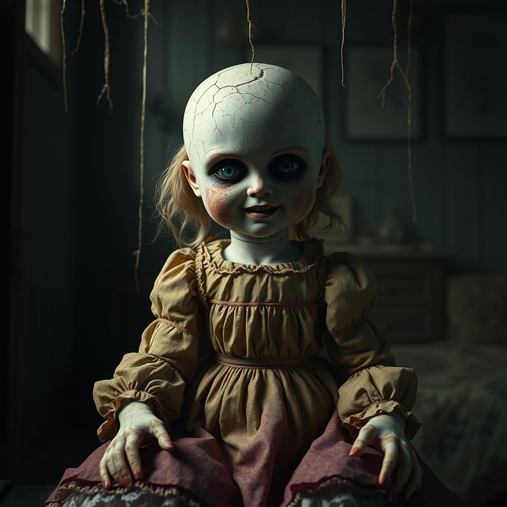Spooky Porcelain Doll in Dark Fantasy Style