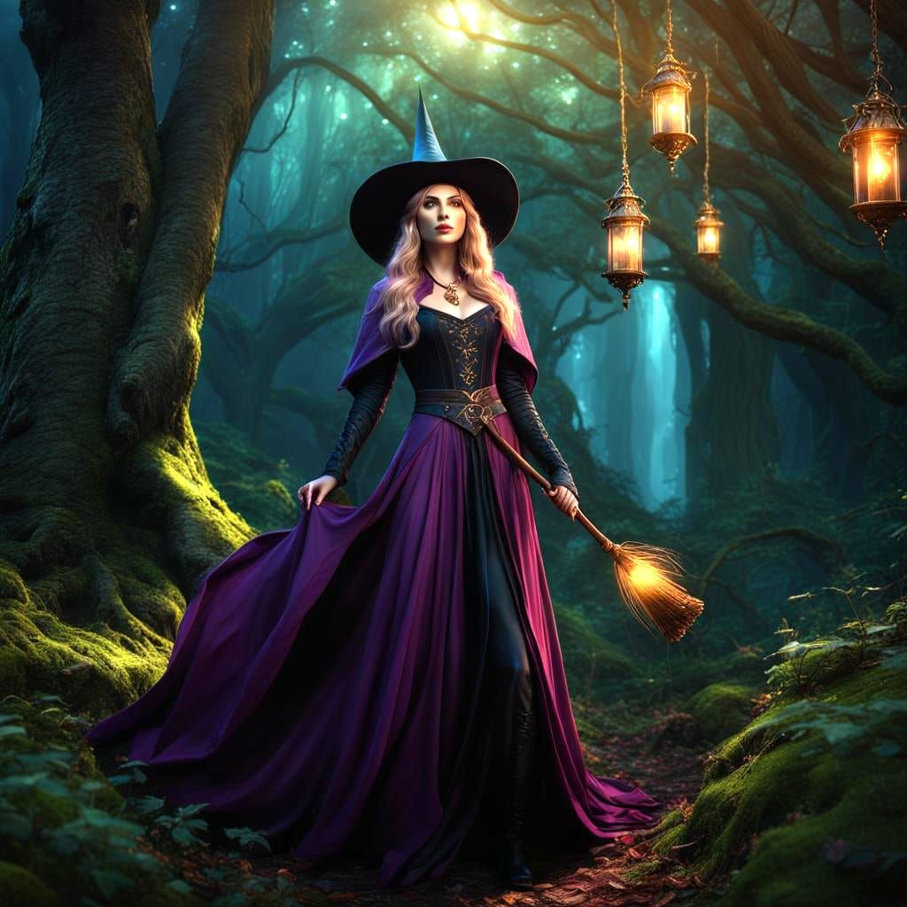 Enchanting Witch in Avalon's Fantasy Forest