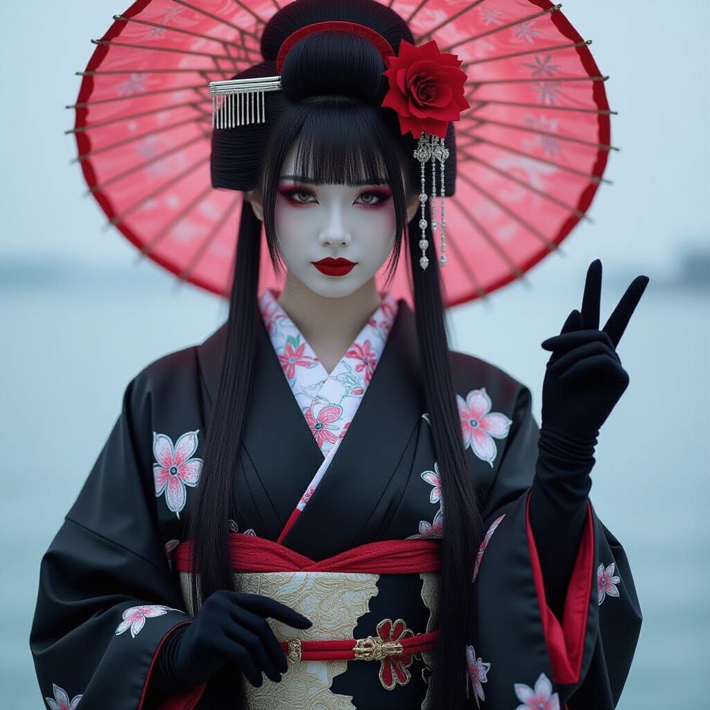 Gothic Japanese Woman in Underworld Portrait