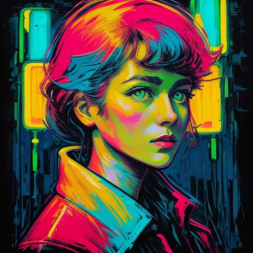 Spring Arrives: A Neon Impasto Palette Knife Drawing