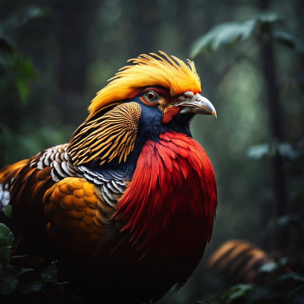 Golden Pheasant in Misty Chinese Forest - Wildlife Photograp...