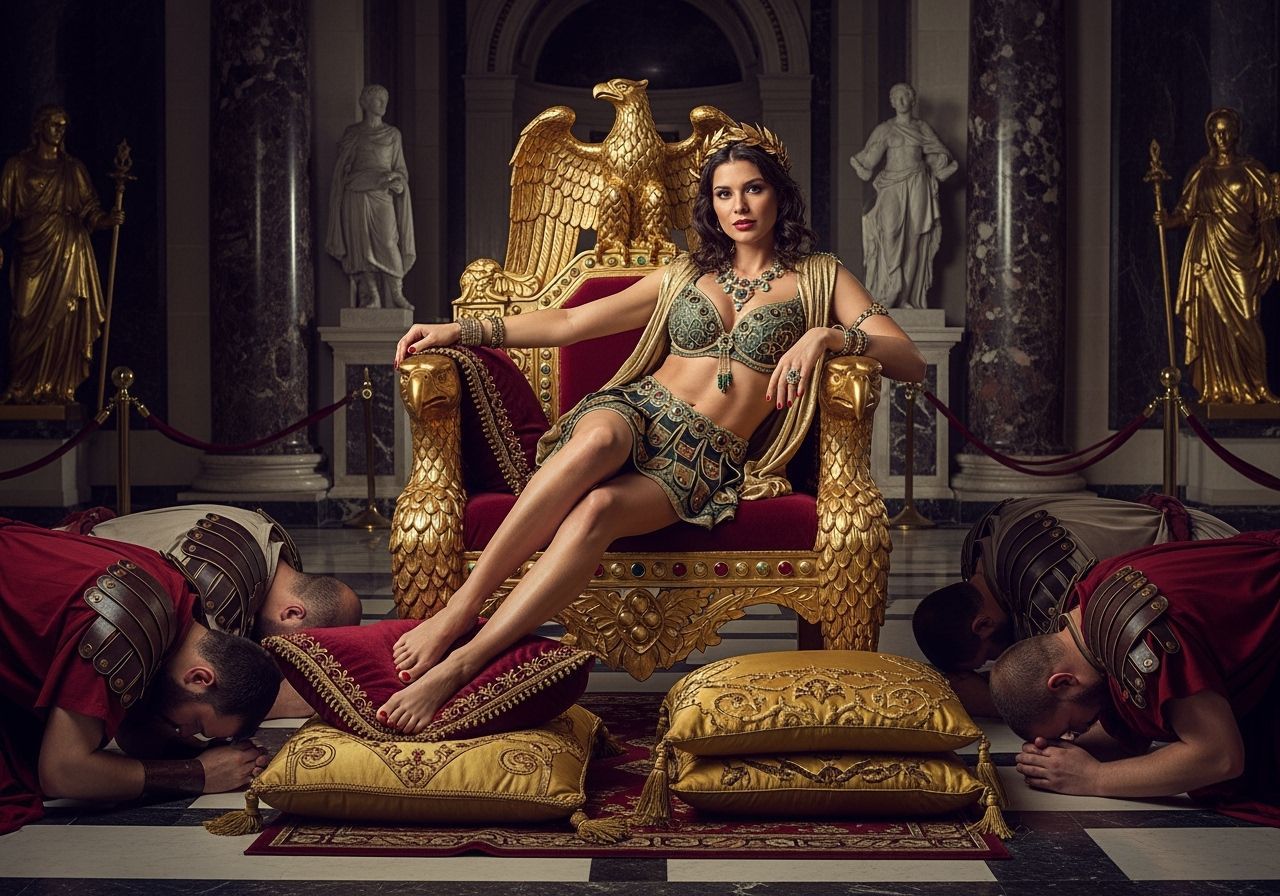 Roman Empress on Golden Throne, Professional Photography