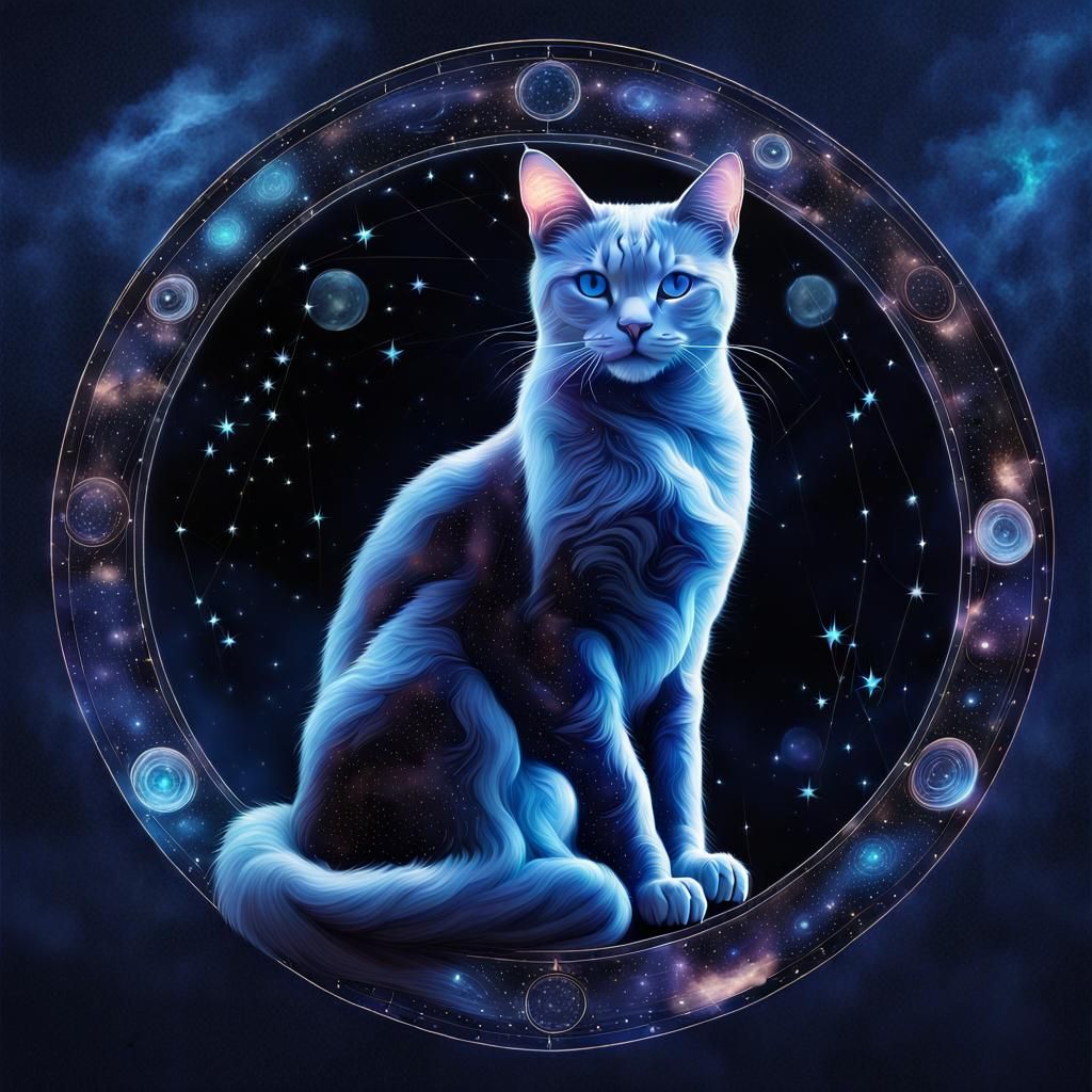 Celestial Cat: Night Sky Constellation Portrait
