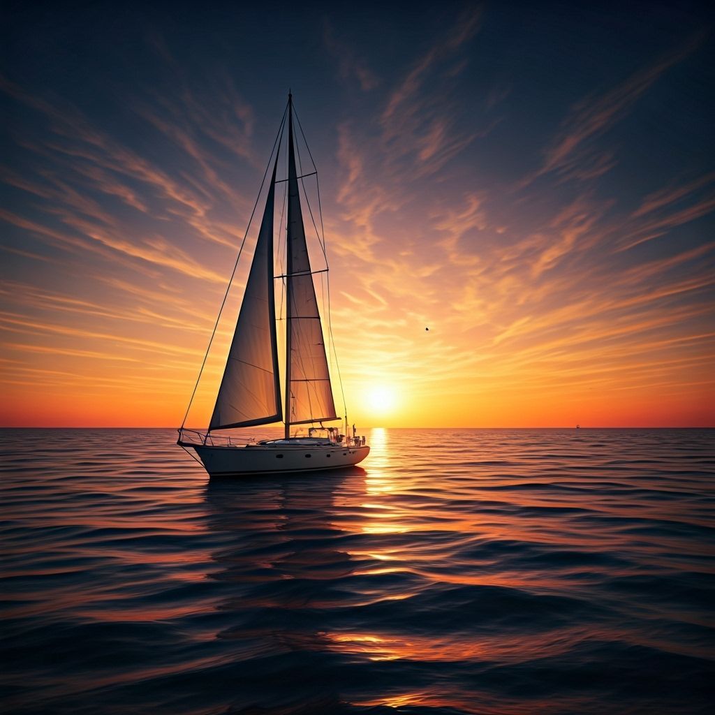 Sailboat at Sunset: Dynamic 3D Digital Art