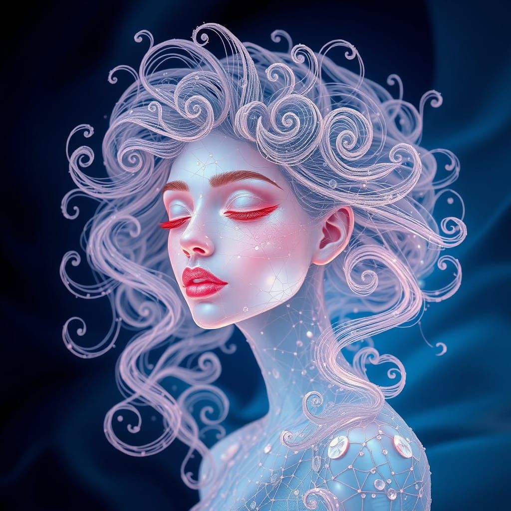 Ethereal Woman in Dreamy, Surreal Art Nouveau Style