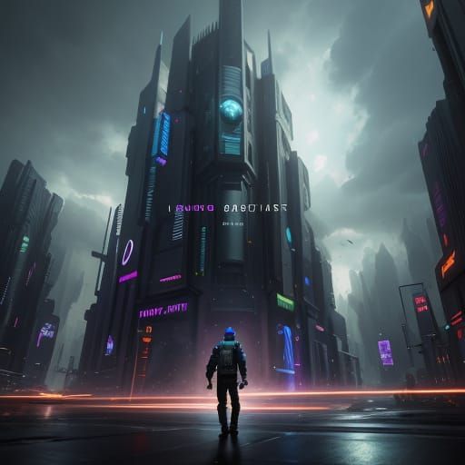 Time Traveler in Futuristic City: Hyperrealistic Concept Art