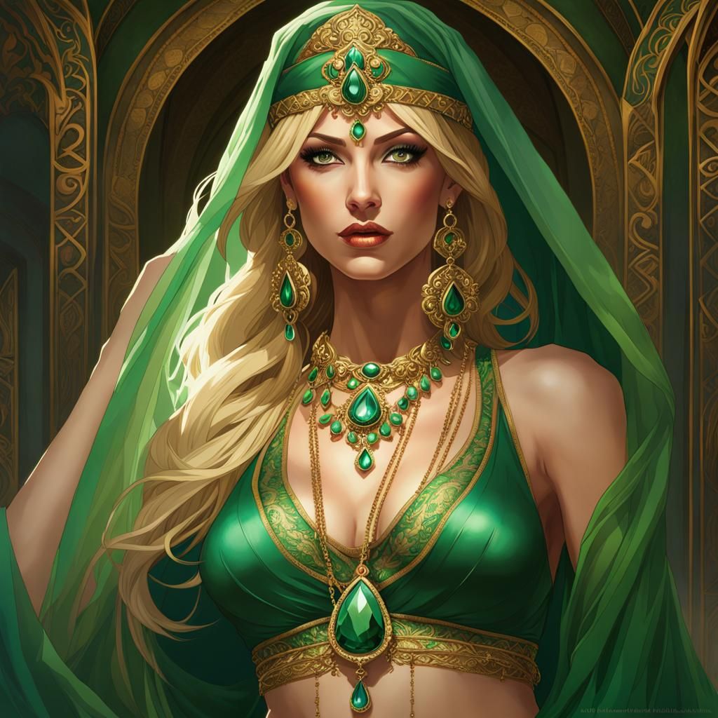 Exquisite Belly Dancer Portrait in Digital Art Style