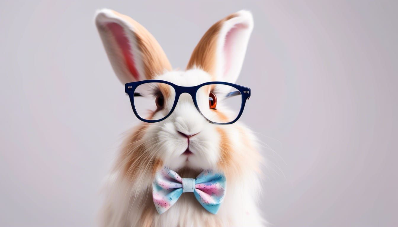 Cute Easter Bunny Portrait in Pastel Colors