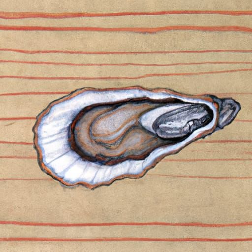 Realistic Oyster with Closed Shell on Wood