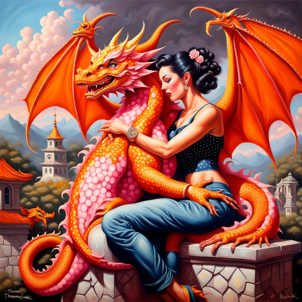 Orange dragon woman