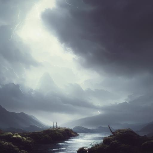 Aesthetic Cloudscape in Dark Fantasy Style