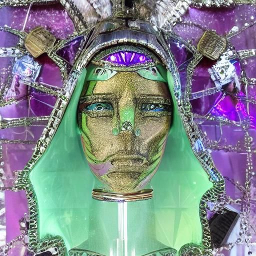 Cyborg in Purple Armor with Glass Inlays