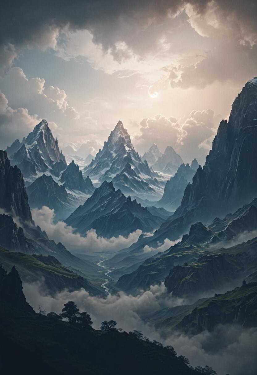 Dramatic Alien Mountains in Digital Matte Painting