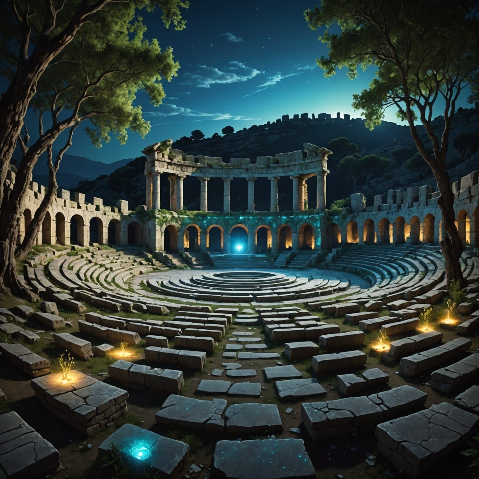 Bioluminescent Greek Amphitheater Reimagined