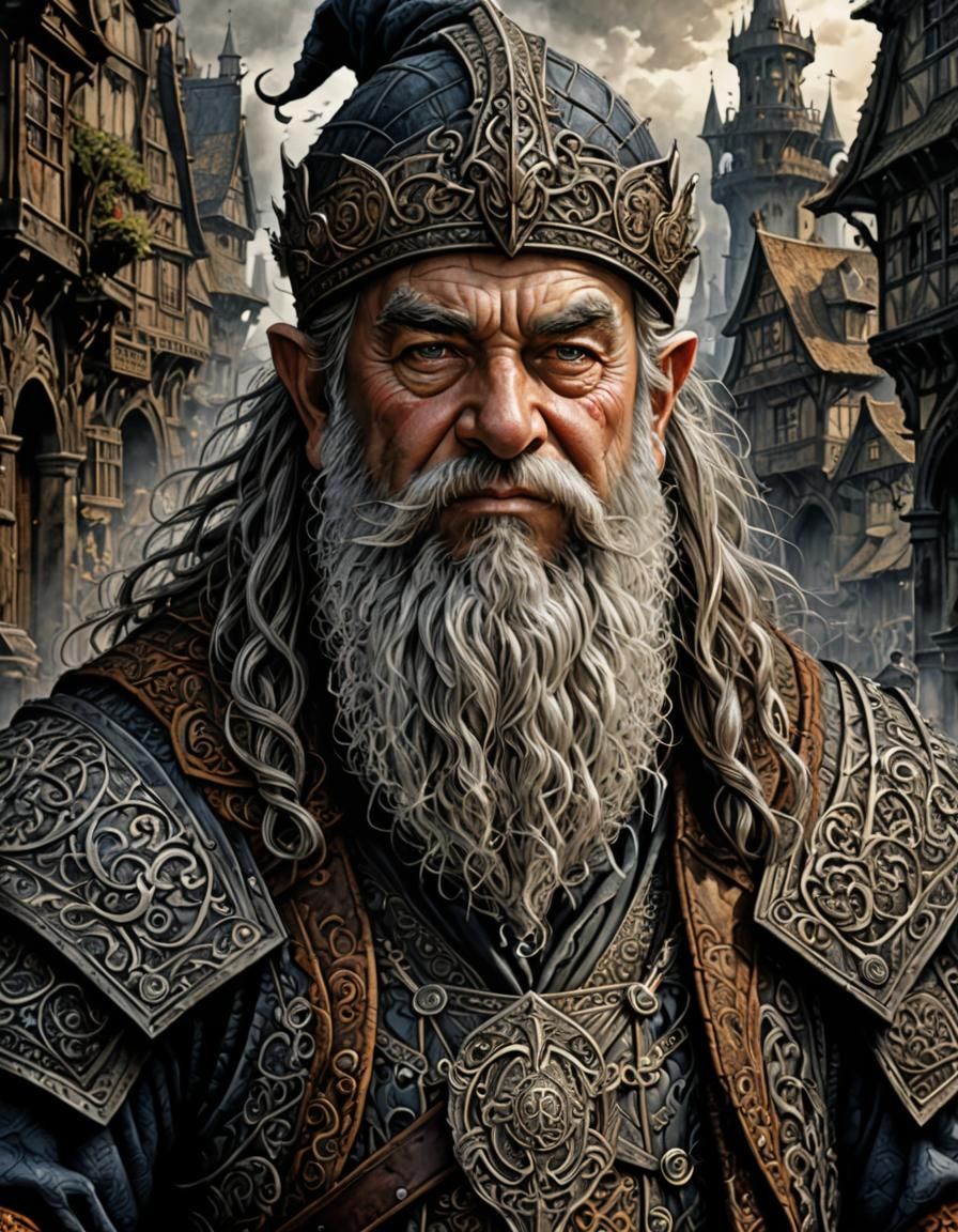 Dwarf Warrior in Golden Armor on Battlefield