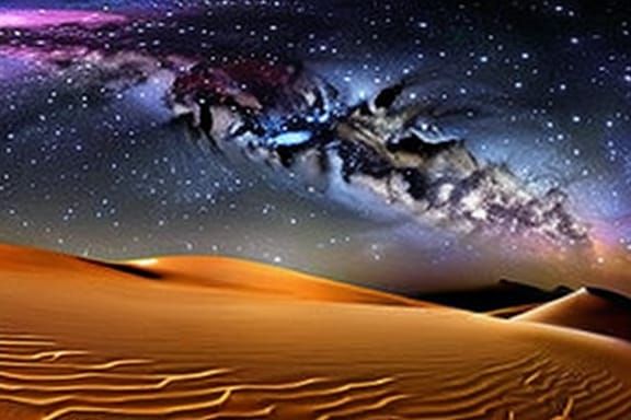 Starry Desert Night Sky in Romantic Style