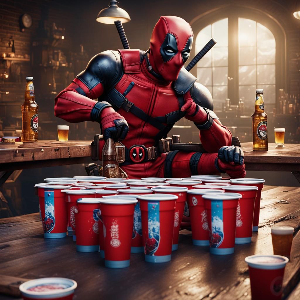 Deadpool Plays Beer Pong: Detailed Matte Painting
