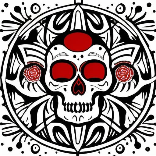 Occult Skull in Black and Red Vector Art