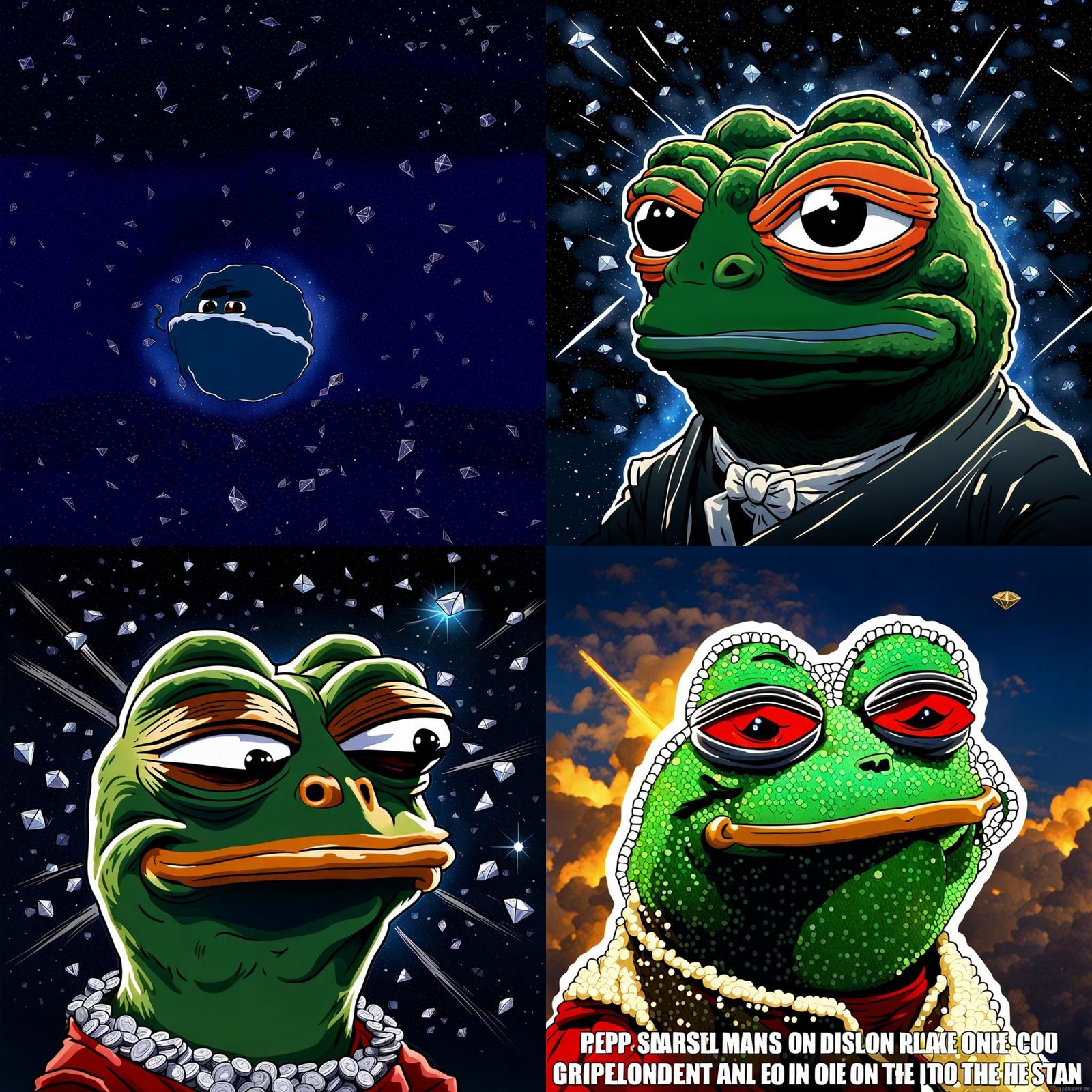 pepe coin like diamonds in the sky meme
