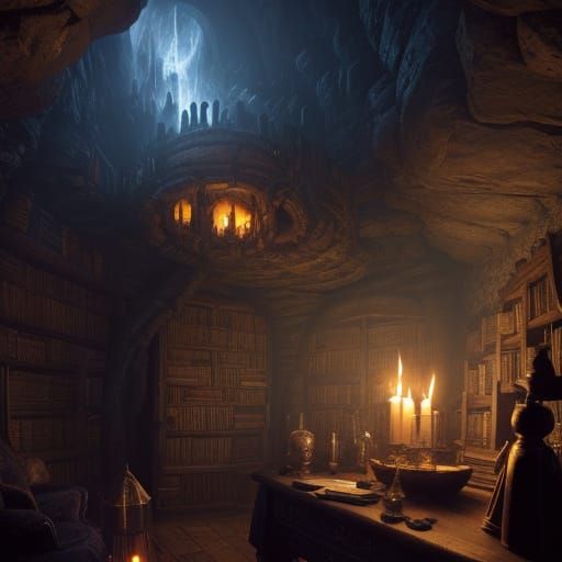 Mysterious Wizard's Sanctum in a Darkened Tower