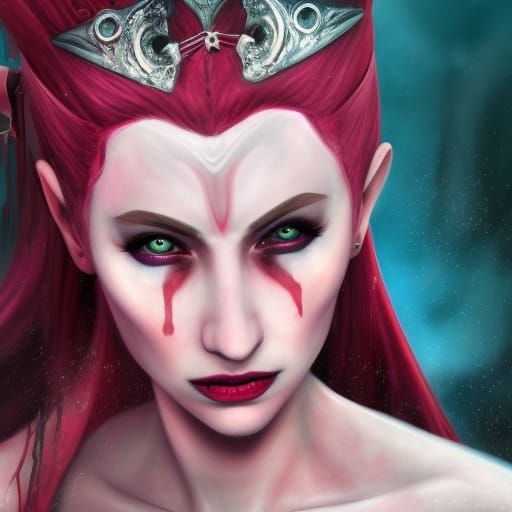 Hyperrealistic Portrait of Elizabeth Bathory in Splash Art