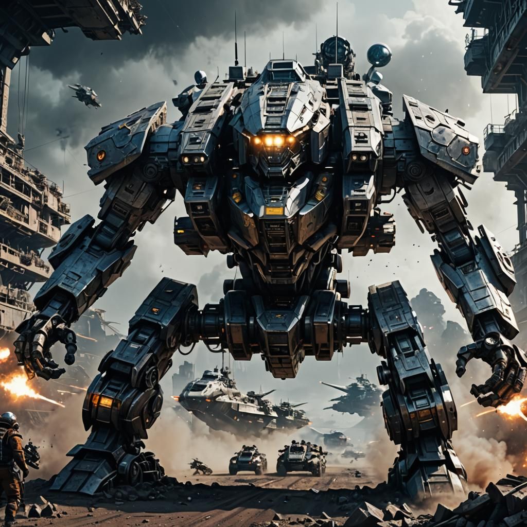 Futuristic Sci-Fi Battleship in Post-Apocalyptic Action