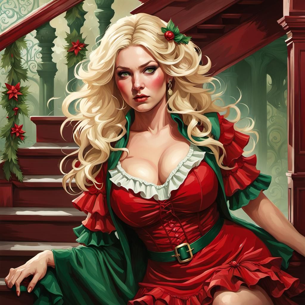 Expressionist Rag Doll in Christmas Mood