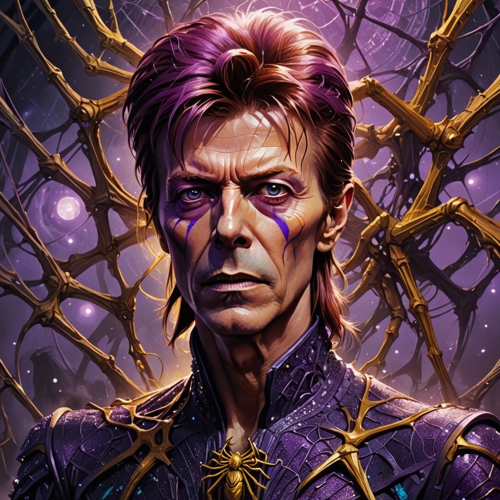 David Bowie and Martian Spiders in Dark Fantasy Art