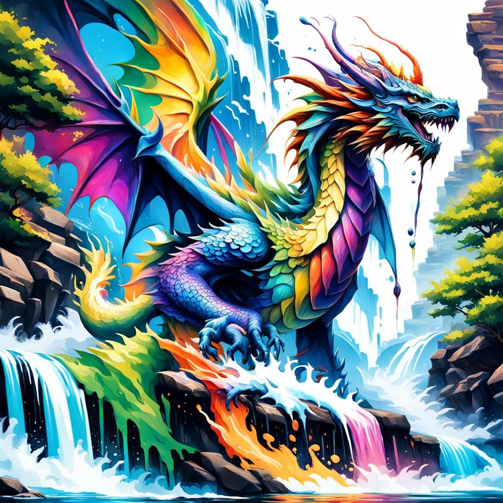 Rainbow Dragon Flies: Graffiti Splash Art