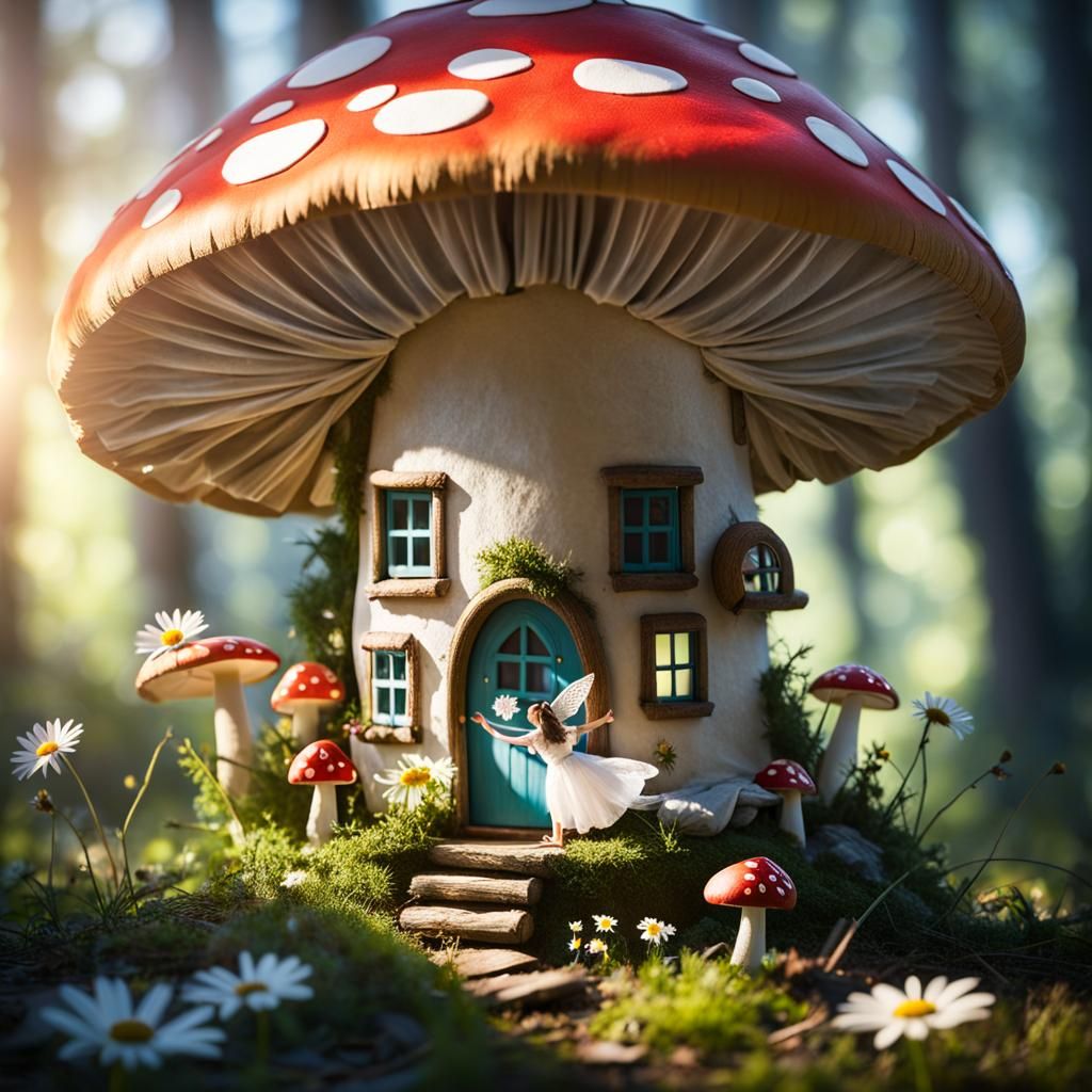 Fairies' Woodland Home with Laundry, Professional Photograph...