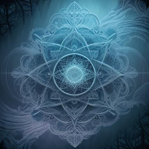 Ethereal Abstract Dreamcatcher Fractal in Vector Style