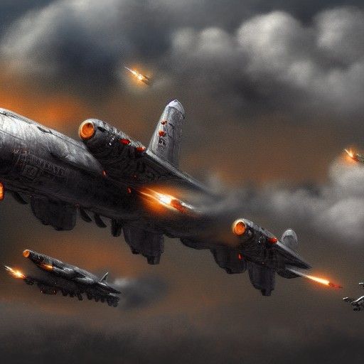 B52 Bombers Carpet Bombing: Detailed Matte Painting