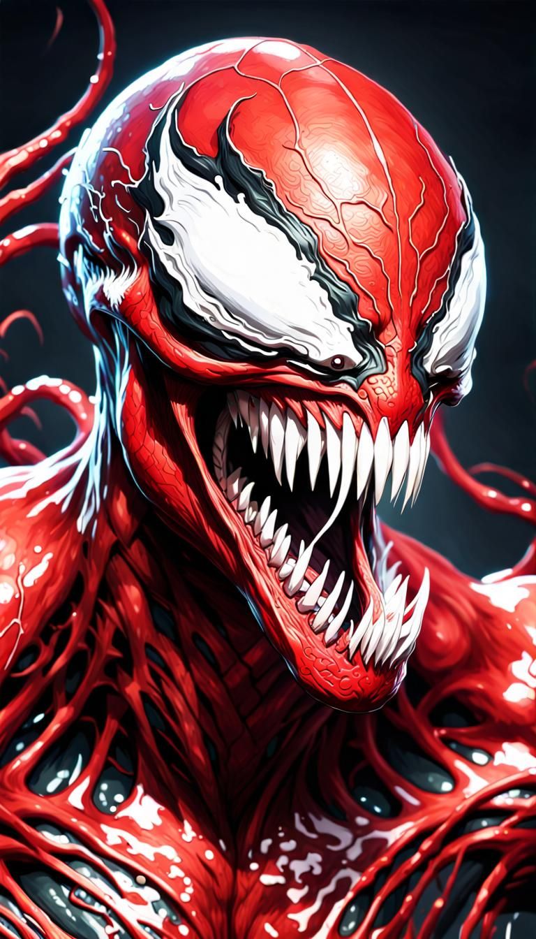 Detailed Portrait of Carnage in Art Nouveau Style