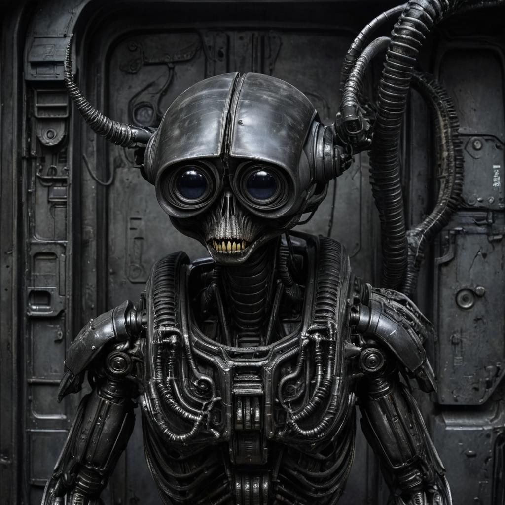 Wall-E in H.R. Giger's Biomechanical Style