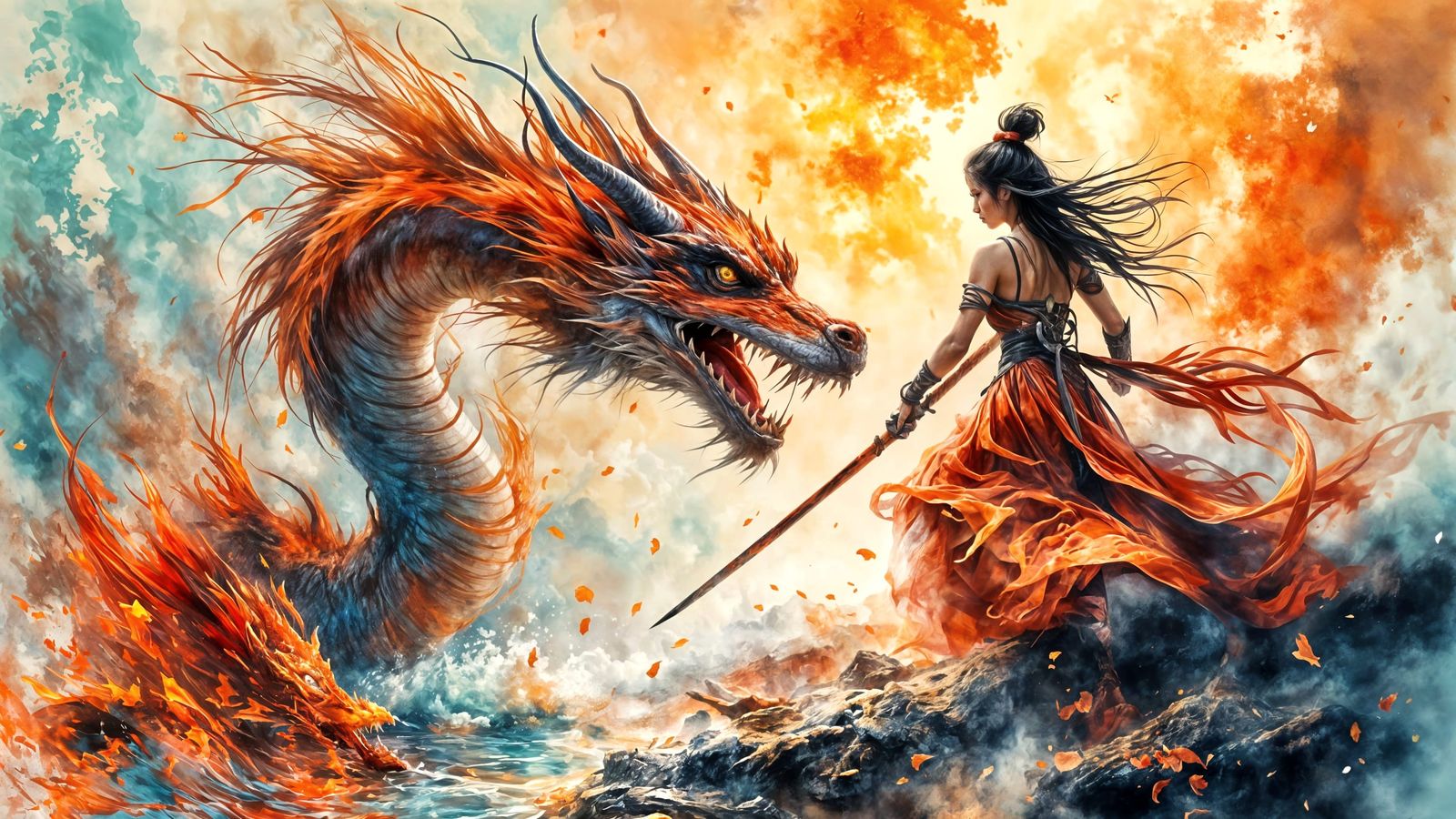 When the Dragon of Flames Rose Against the Last Huntress