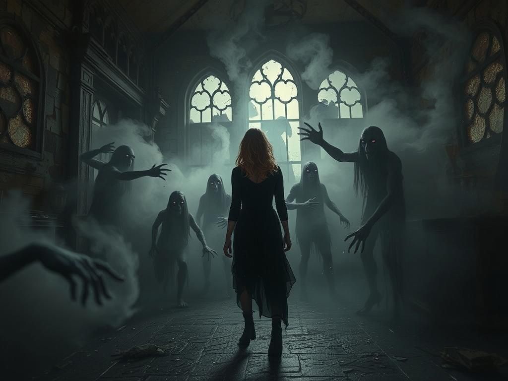 Eerie Mansion with Cryptids in Digital Matte Painting