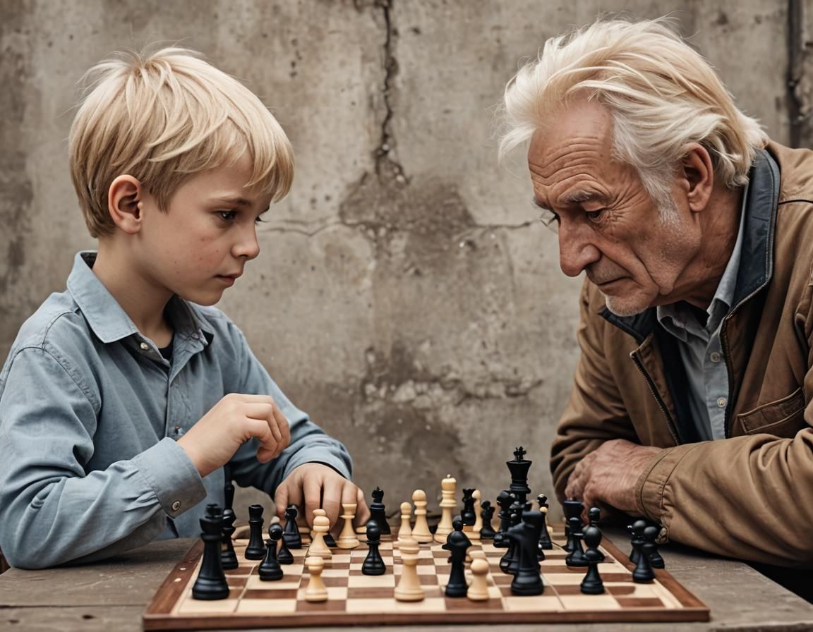Blonde Boy's Chess Victory Over Old Man