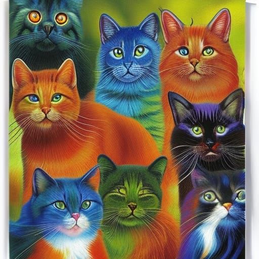 Rainbow Cats Artwork in Detailed Rendering