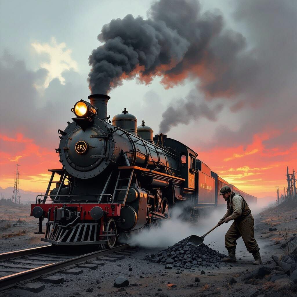 Armored Steam Train in Desolate Wasteland