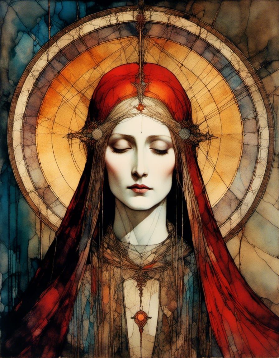 Mary Magdalene with Radiant Halo in Clarke Style
