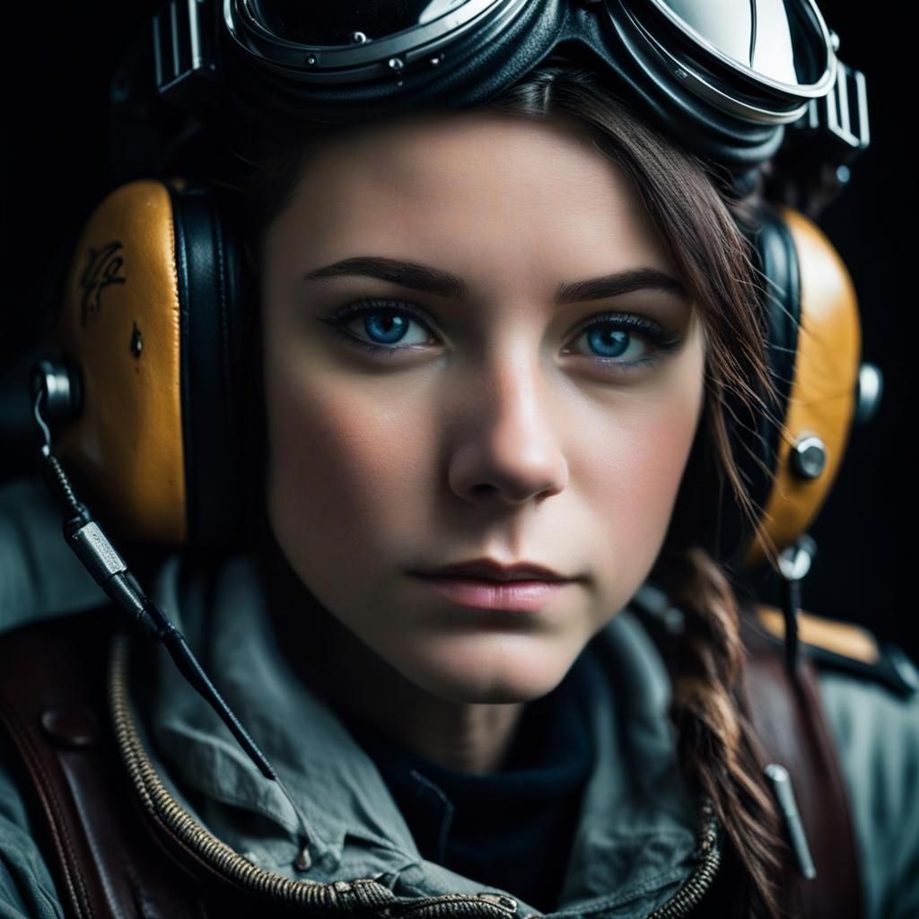 Striking Portrait of a Young Female Pilot