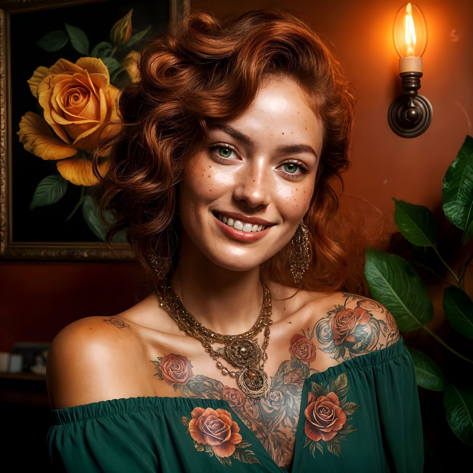 Enchanting Bohemian Tattoo Artist Captured in Vibrant, 1970s...