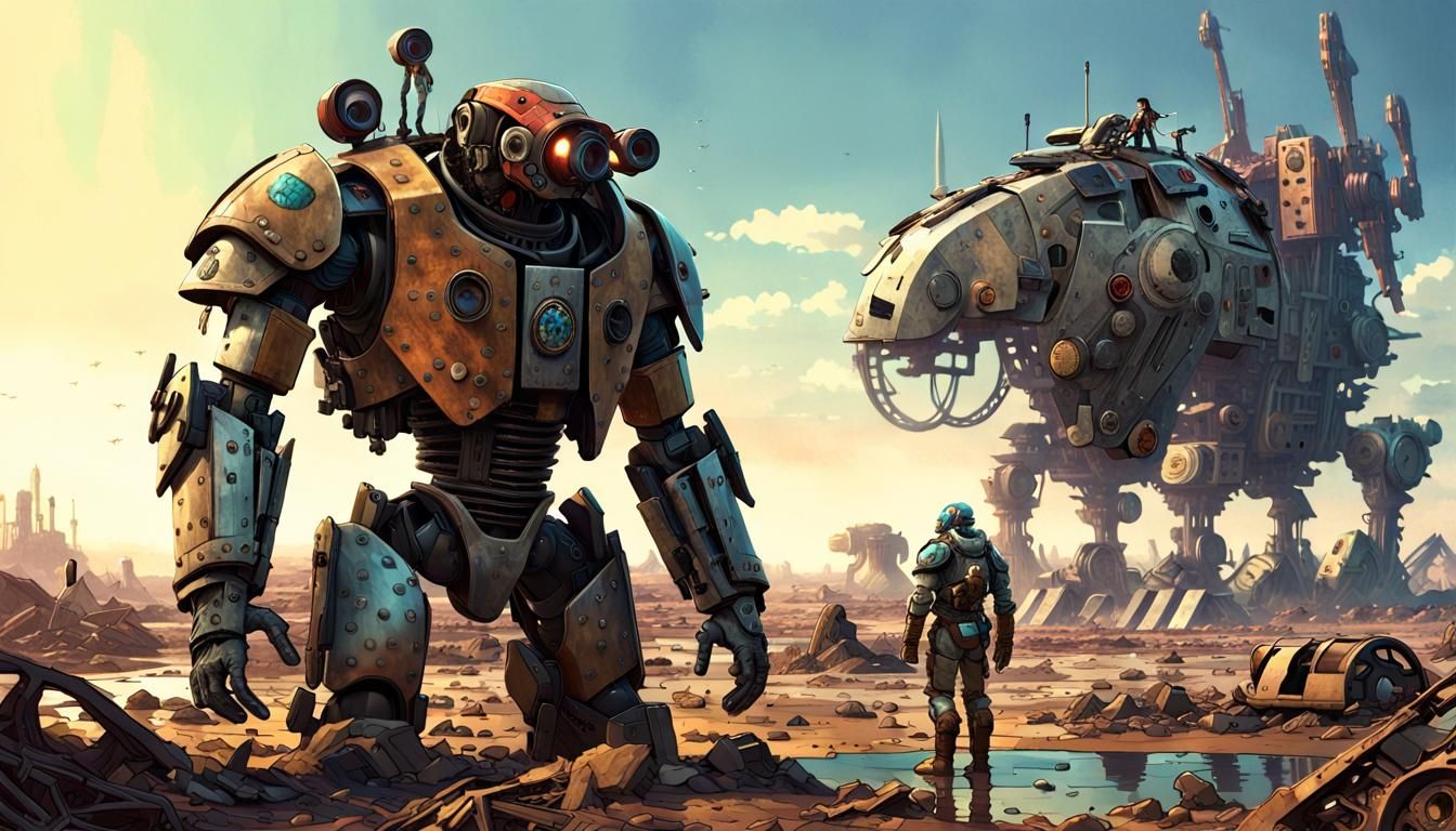 Wasteland Survivor in Mechanical Armor