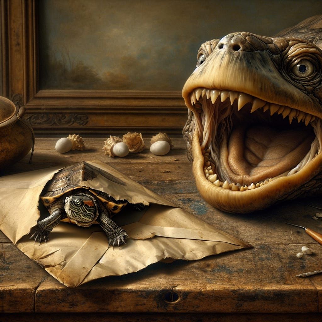 Turtle Emergence: A Rembrandt-esque Still Life