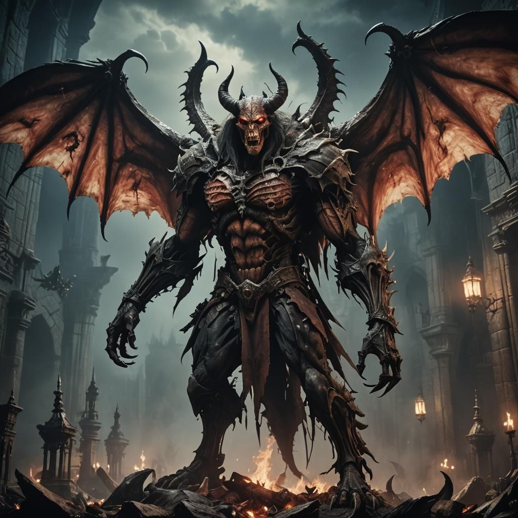 Horrific Meat Demon with Bat Wings: Cinematic Still