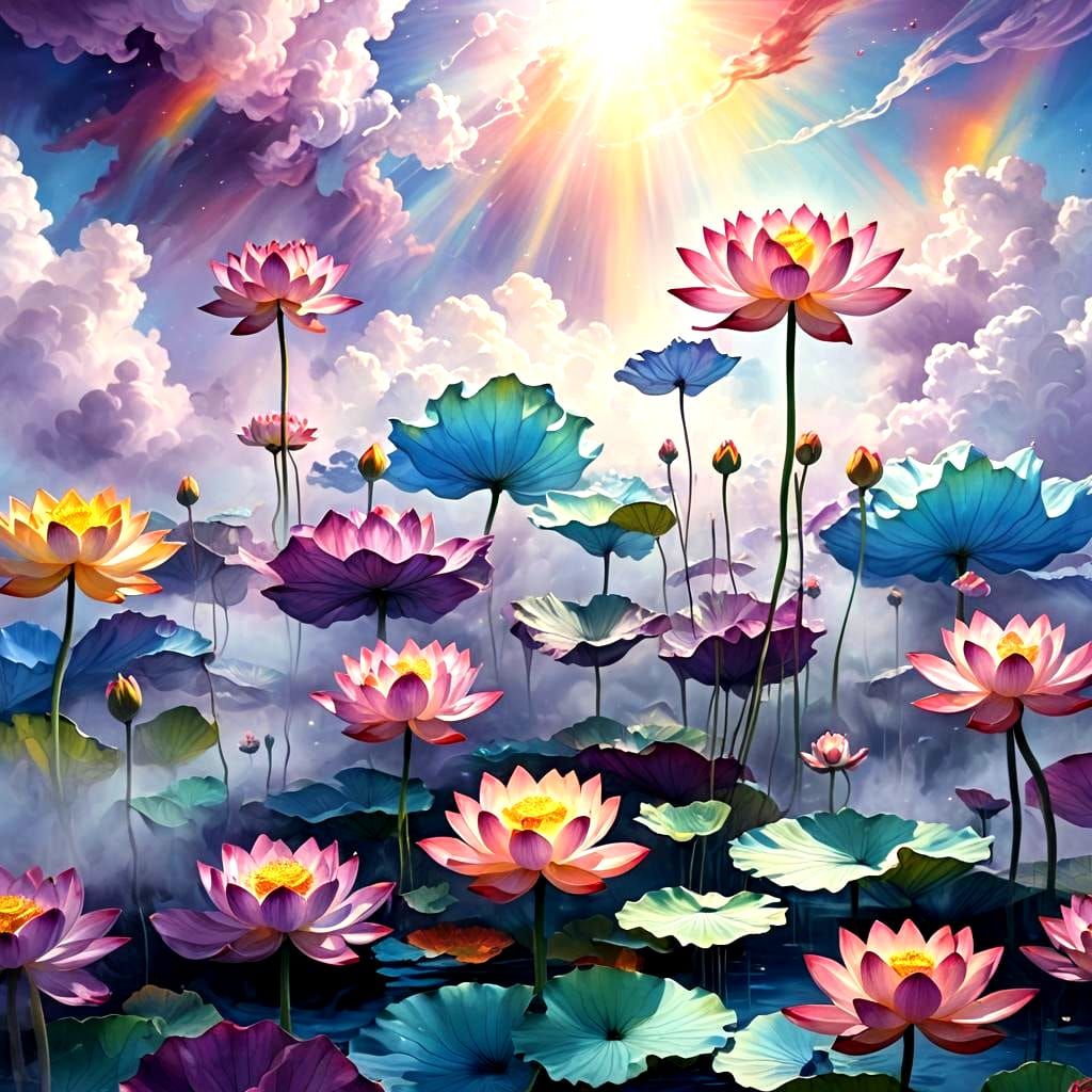 Colorful Non-Newtonian Fluid Lake with Swirling Clouds