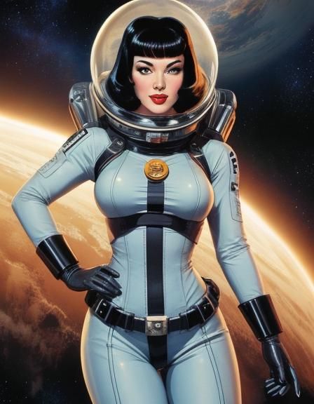 Bettie Page as Space Girl, Retro Comic Style