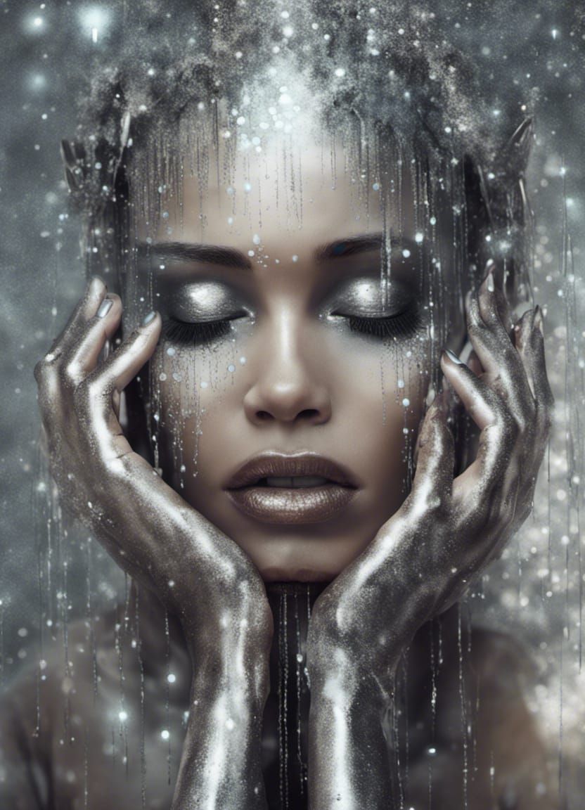 Cybernetic Woman Crying Glitter Tears